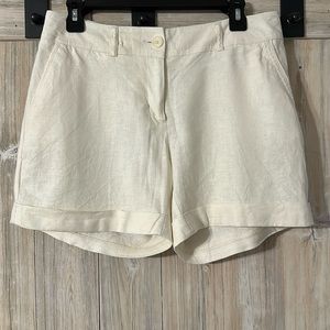 Cuffed linen shorts - cream color. Size 8